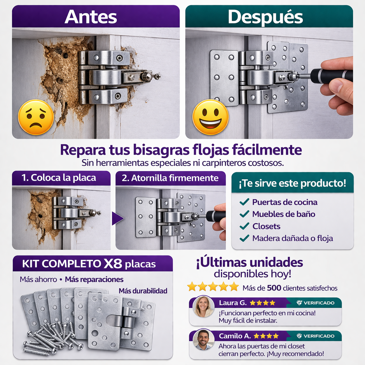 Repara puertas dañadas en minutos sin cambiar la bisagra