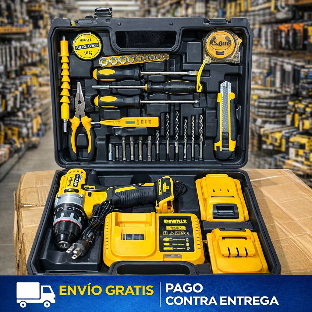 Taladro Dewal 68v + Kit Completo De Accesorios