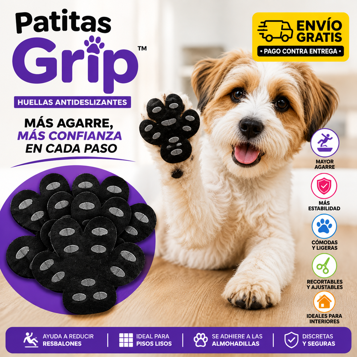 Patitas Grip™ huellas antideslizantes