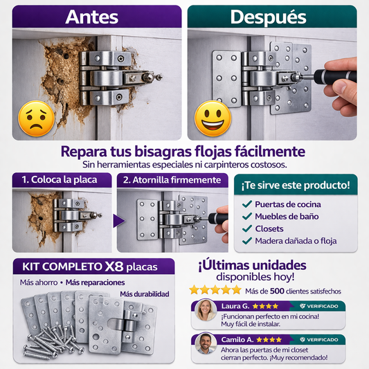 Repara puertas dañadas en minutos sin cambiar la bisagra