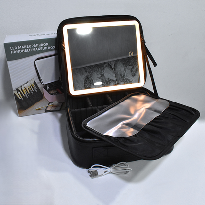 COSMETIQUERA CON ESPEJO Y LUZ LED