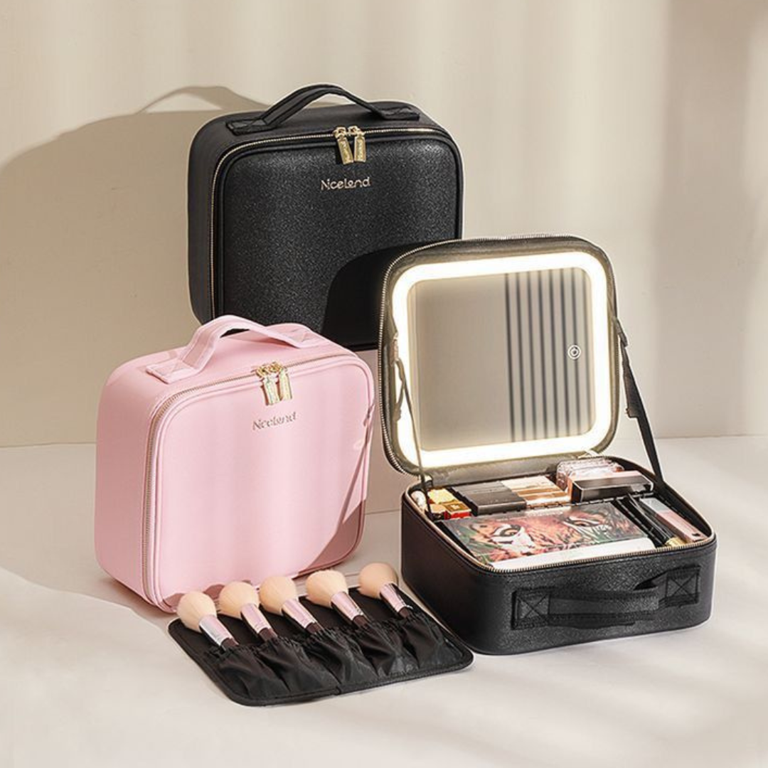 COSMETIQUERA CON ESPEJO Y LUZ LED