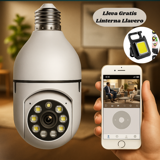 CAMARA BOMBILLO INTELIGENTE™ Lleva Gratis Linterna Llavero